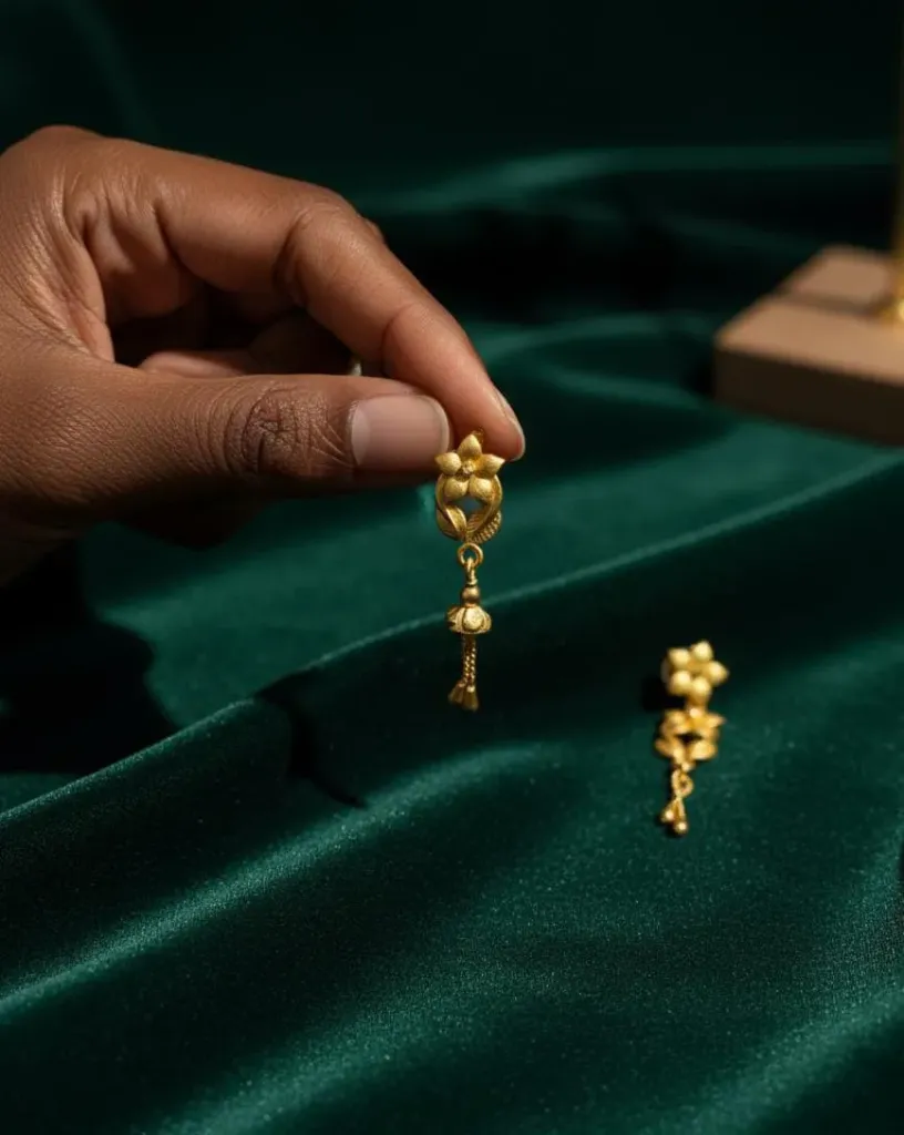 Gold plated floral drop earings